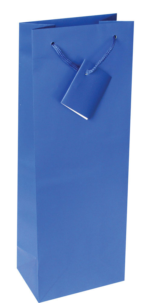 214142-EC Vrećica boca veća jednobojna mat plava 13x36x8,5cm 71454 P12/144