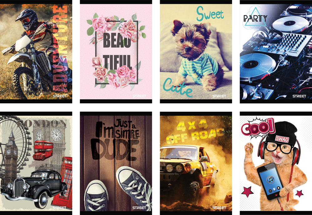 216180-EC Bilježnica A5/K STREET YOUNG KOMPILACIJA, 48 L, P10/120 NETTO*