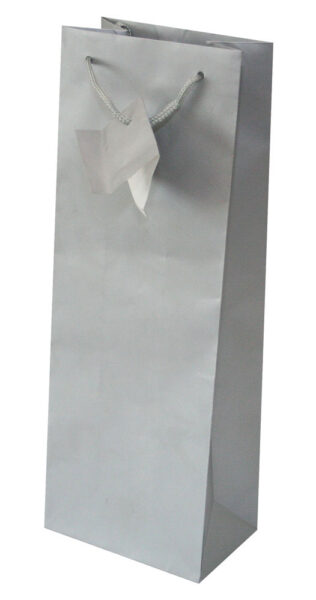 217021-EC Vrećica boca veća jednobojna mat srebrna 13x36x8,5cm 71712 P12/144