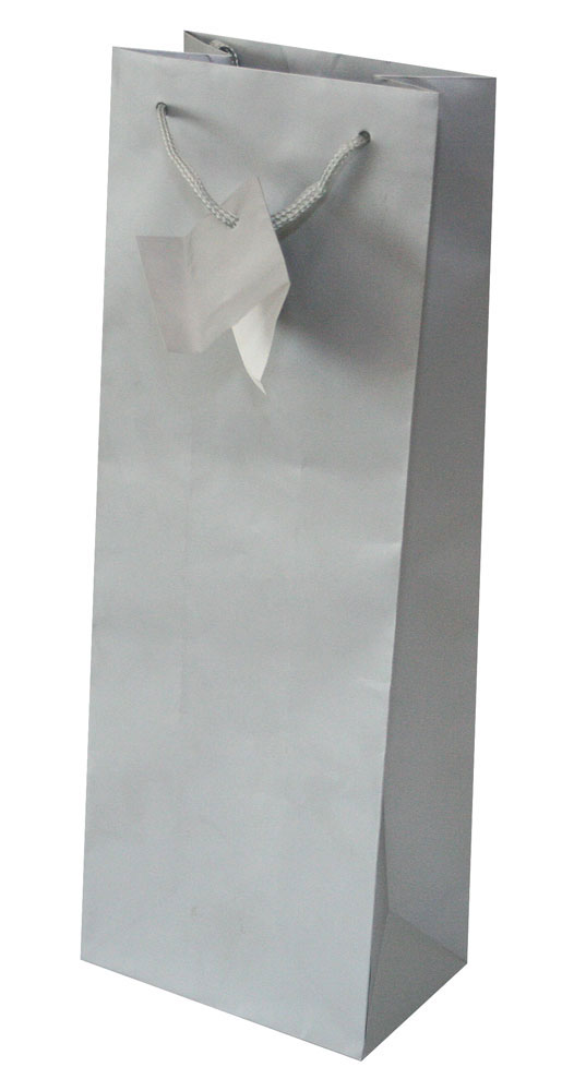 217021-EC Vrećica boca veća jednobojna mat srebrna 13x36x8,5cm 71712 P12/144