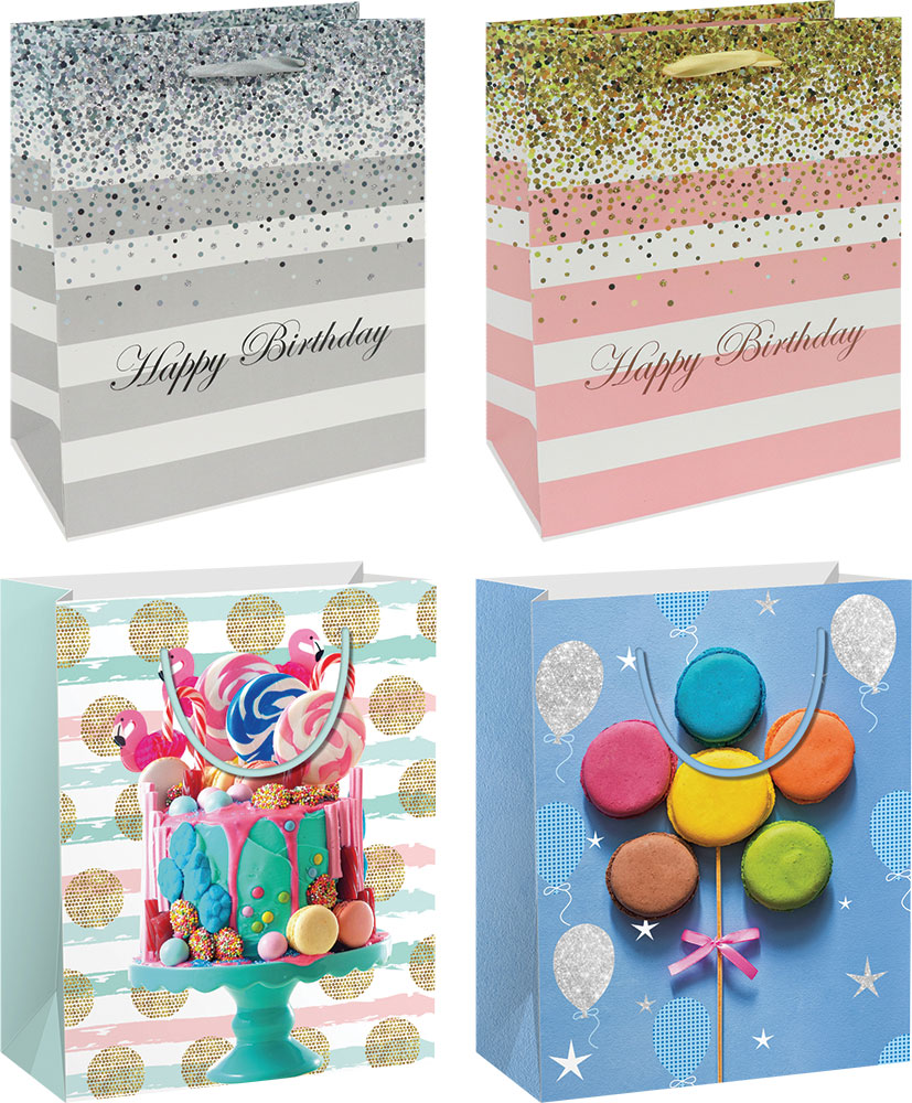 220439-EC Vrećica M exclusive rođendan glitter 18x23x10cm 75119 P12/240