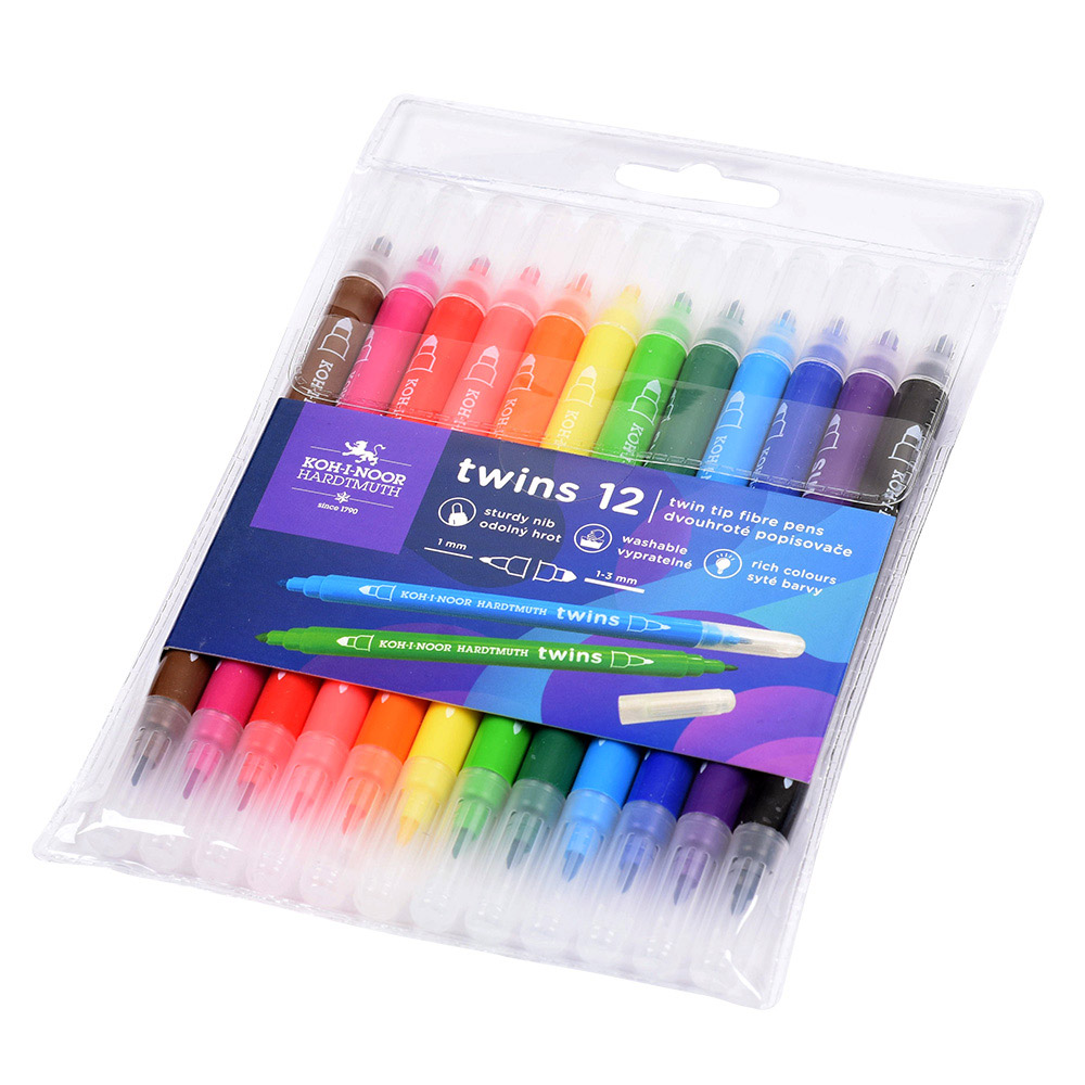 221036-EC Flomasteri 12/1 KOH-I-NOOR TWINS dvostrani perivi pvc etui 1023 bls P12
