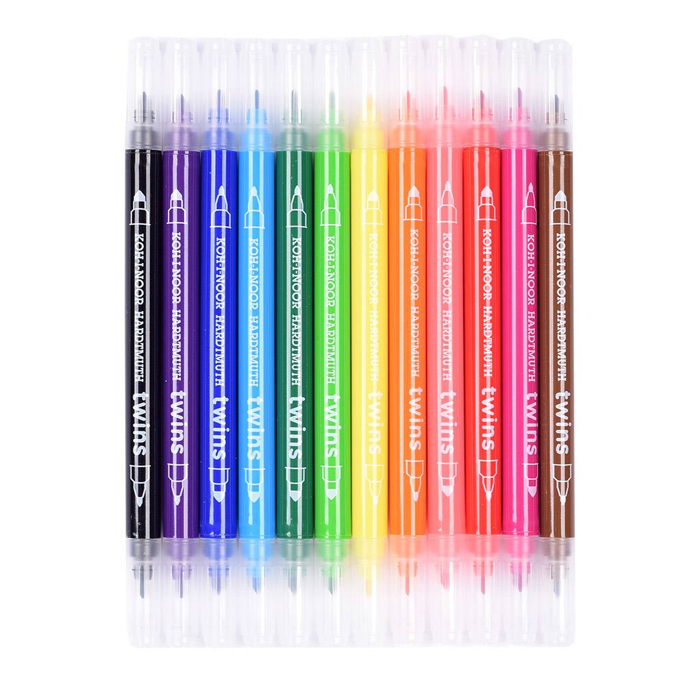 221036-EC Flomasteri 12/1 KOH-I-NOOR TWINS dvostrani perivi pvc etui 1023 bls P12