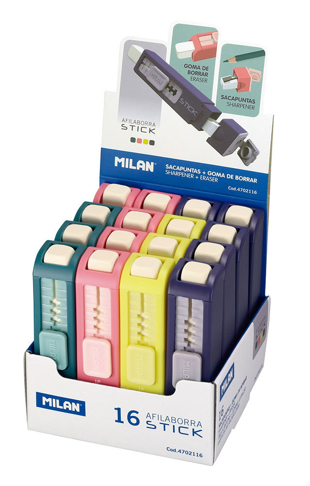 221039-EC Gumica+šiljilo MILAN Stick plastično s kućištem P16/160/320