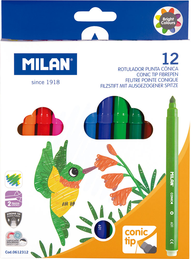 221043-EC Flomasteri 12/1 MILAN konusni vrh perivi karton bls P12/72