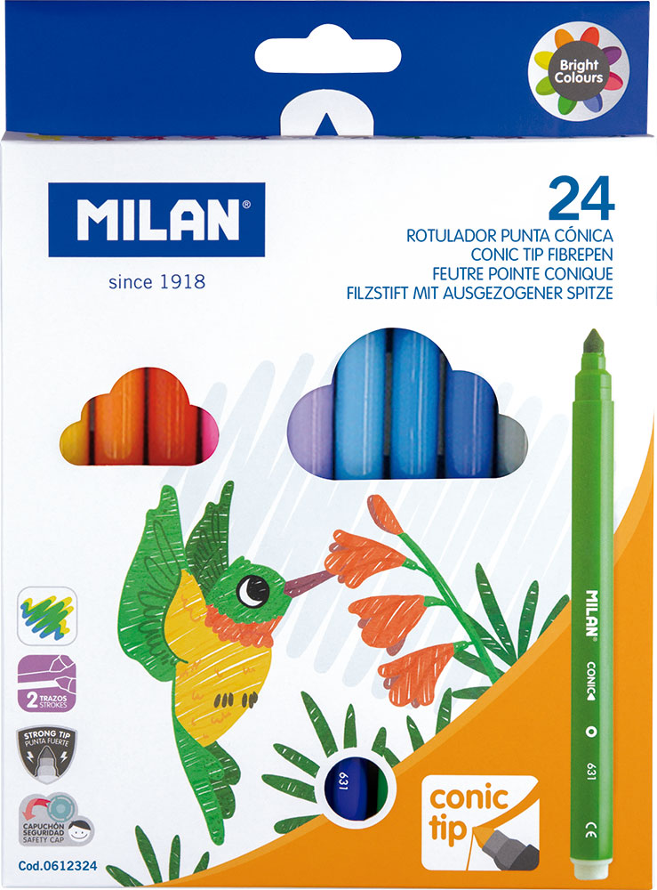 221044-EC Flomasteri 24/1 MILAN konusni vrh perivi karton bls P6/48