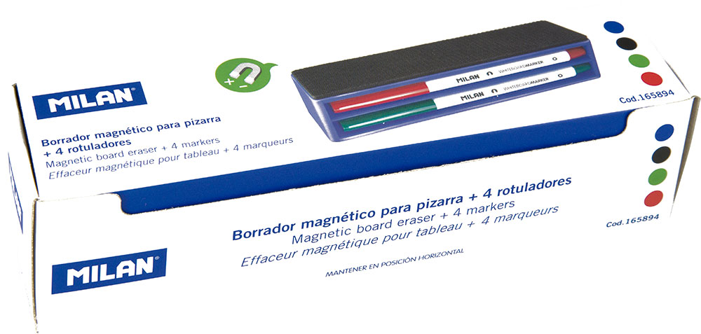 221047-EC Brisač za magnetnu ploču + 4 flomastera set MILAN 165894 P12/72