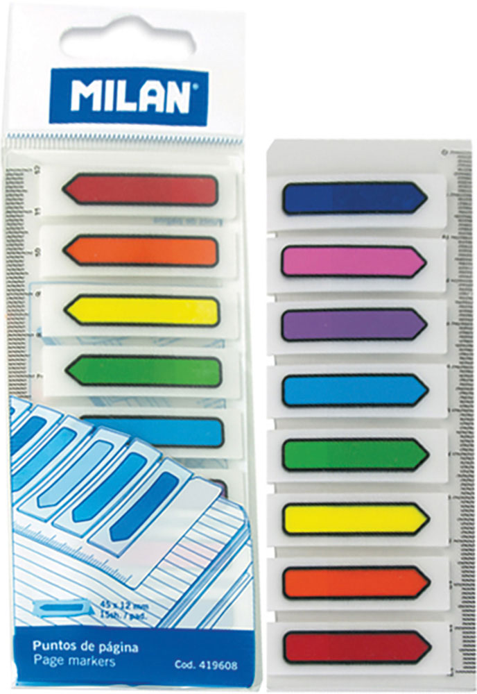 221054-EC Zastavice označ.MILAN strelice 8 bojax15, 45x12mm+ravnalo 12cm P24/288