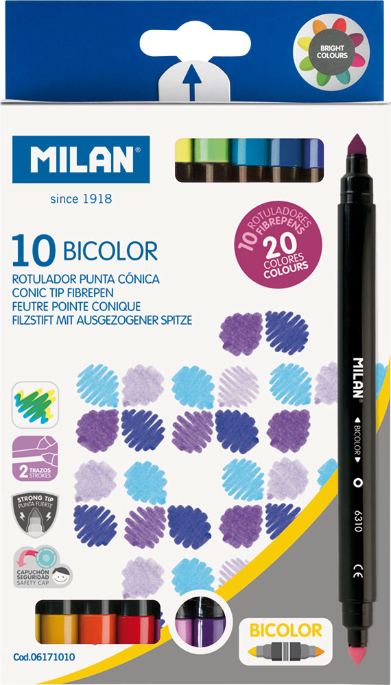 221578-EC Flomasteri 10/1 MILAN BICOLOR dvostruki, 20 boja bls  P12/144