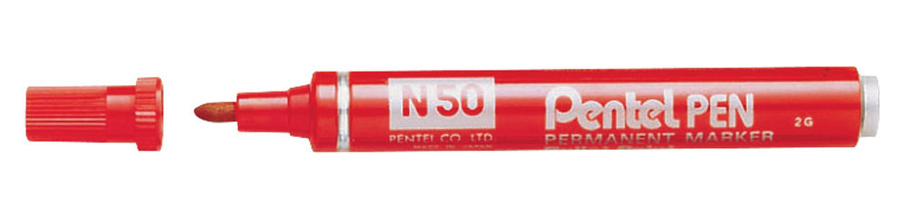 223530-EC Marker perm. PENTEL N50-B crveni okrugli vrh P12/480