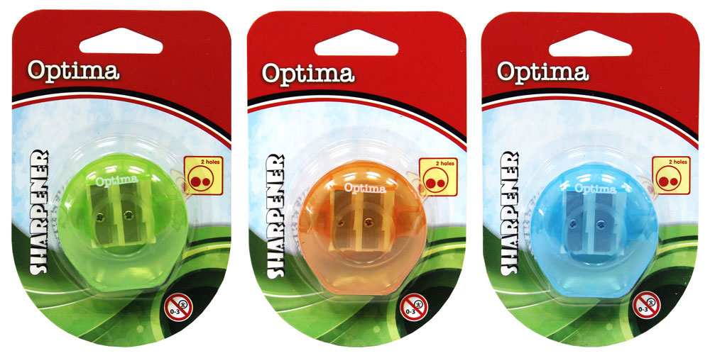 224015-EC Šiljilo plastično 2 rupe s kućištem OPTIMA blister 100040 P12/144