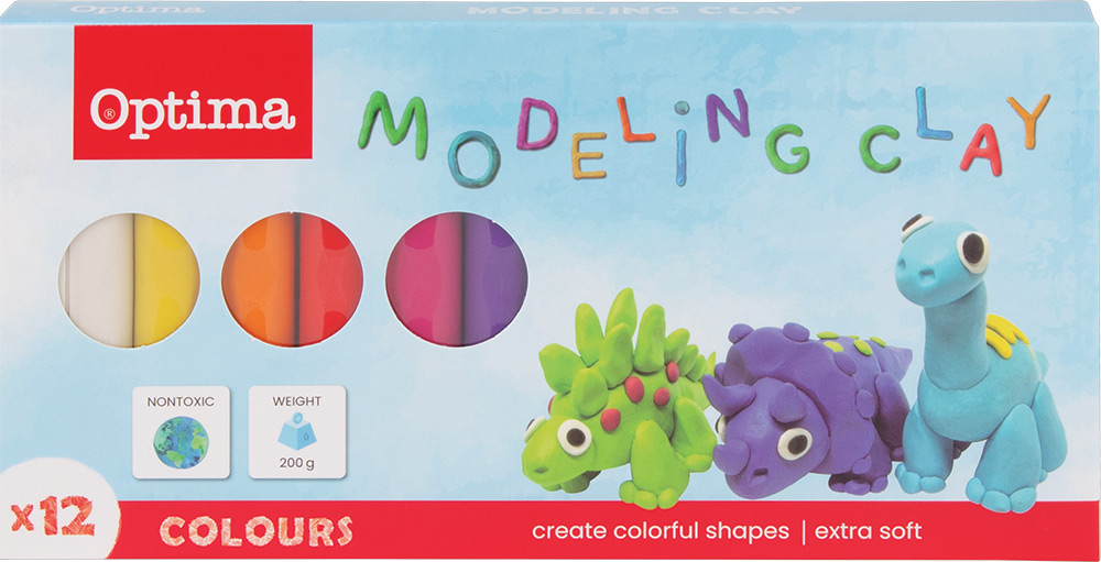 224026-EC Plastelin OPTIMA 200g, 12 boja u karton. kutiji 100100 P12/72