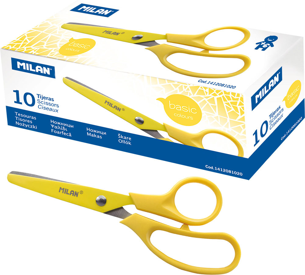 224032-EC Škare MILAN školske Basic žute 13,3 cm, kutija 10/1 P10/40