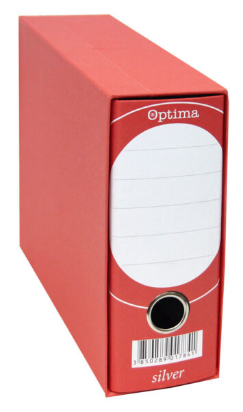 224691-EC Registrator A5-80 kutija OPTIMA SILVER široki crveni P10