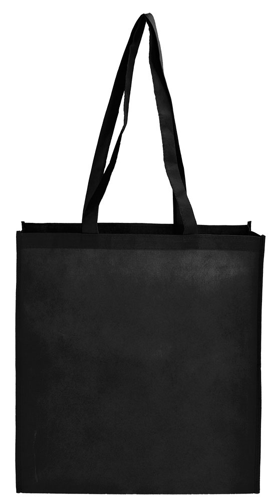 226581-EC Torba shopping od netkanog tekstila 80g PP crna široka, 42x38x10cm P10/250