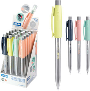 227469-EC Ol.teh. 0,5+gumica MILAN PL1 SILVER eraser&pencil displej P20/360