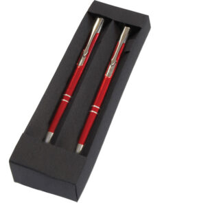 228067-EC Set pisaći Essex kemijska olovka i teh.ol.  crveni P25/100