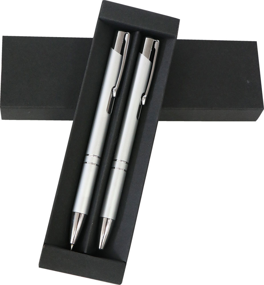 228069-EC Set pisaći Essex kemijska olovka i teh.ol.  srebrni P10/200