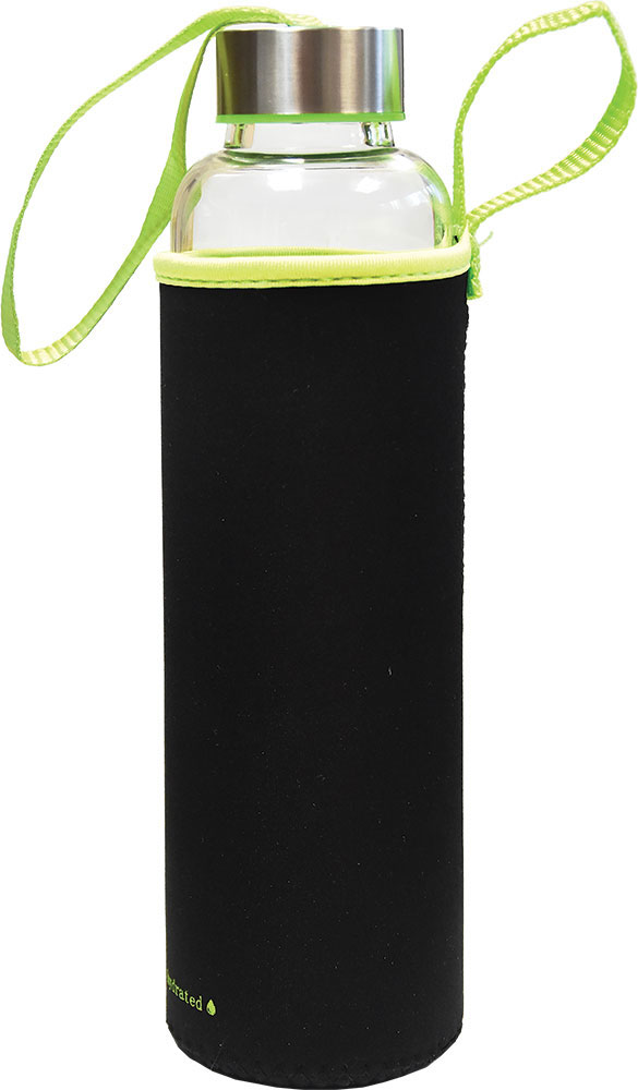 228539-EC Boca za vodu staklena Wave Black 600ml crno/zelena  85157Z P1/25