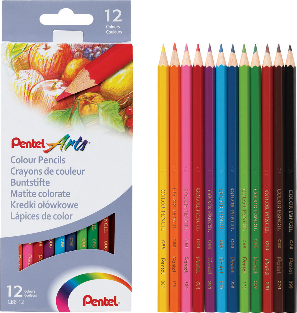 229269-EC Boje drvene 12/1 duge PENTEL karton CB8-12U bls P12/96