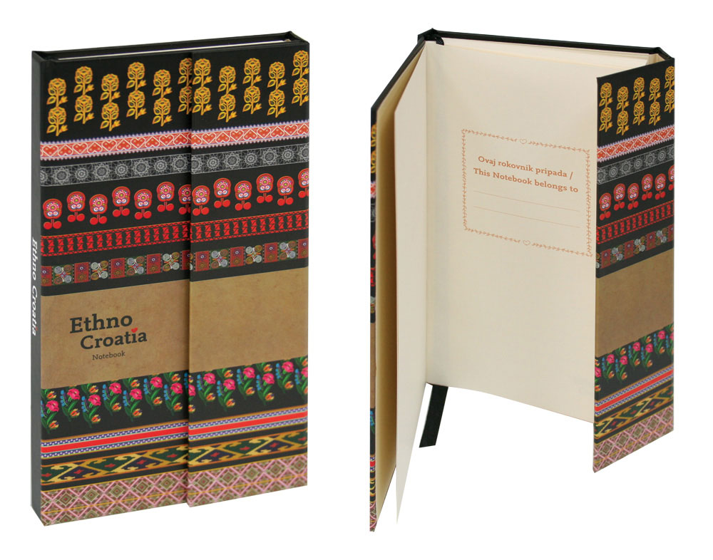 230790-EC Rokovnik s magnetom Ethno Croatia motivi crna P1/16