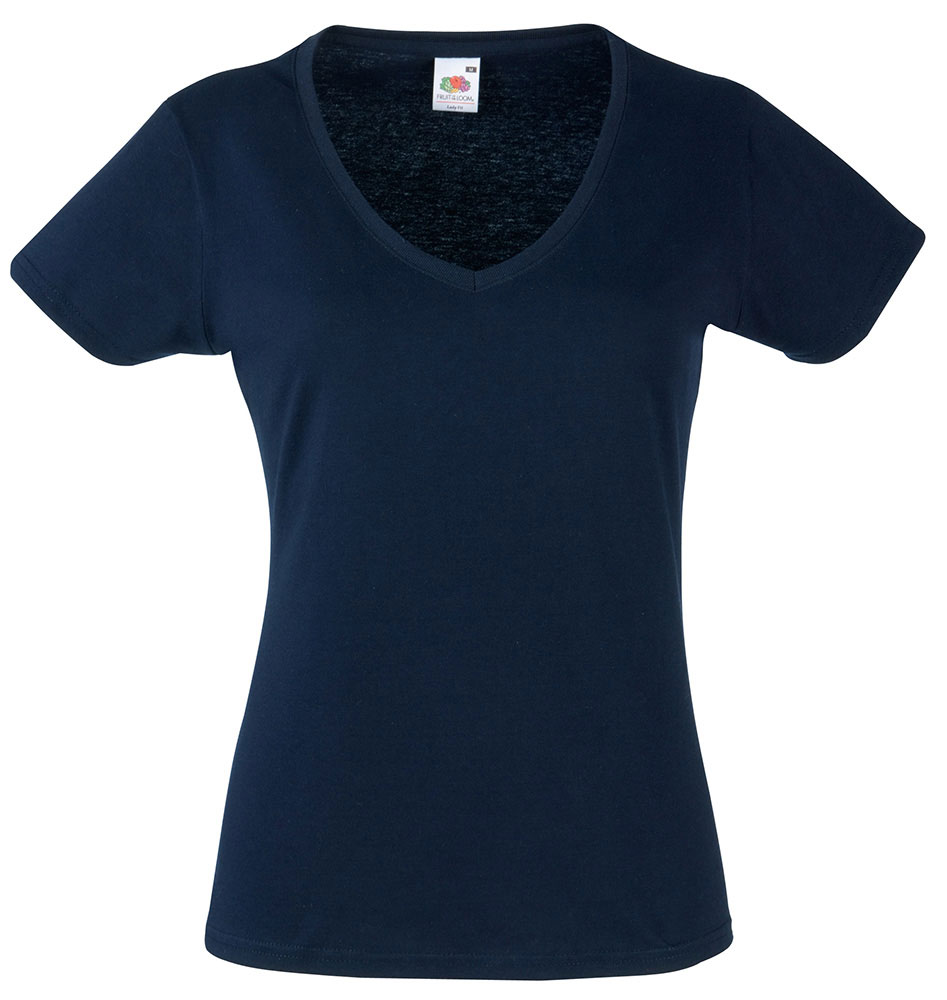 230886-EC Majica FOL T-shirt KR Lady-fit Valeuw. V-neck 165g plava d.navy S P36