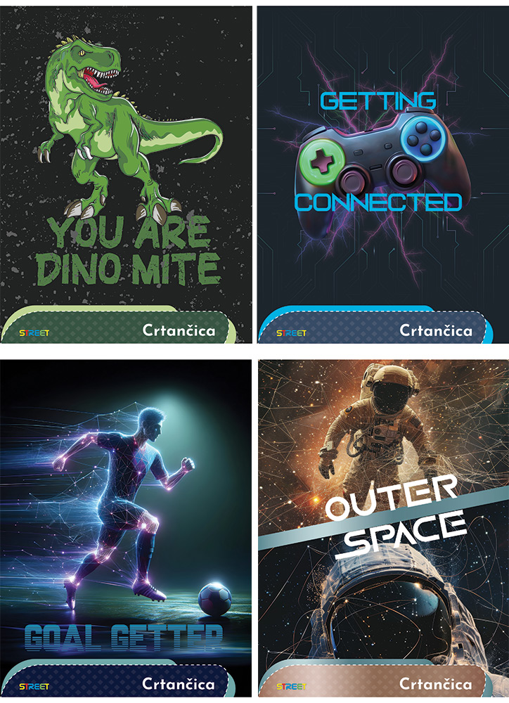 232053-EC Bilježnica Crtančica STREET GOLD MIX DEČKI P20/160