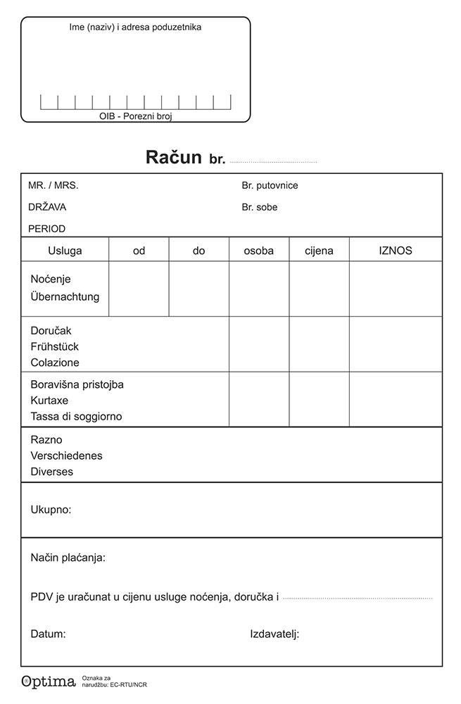 232431-EC Račun turističkih usluga EC- RTU/NCR OPTIMA