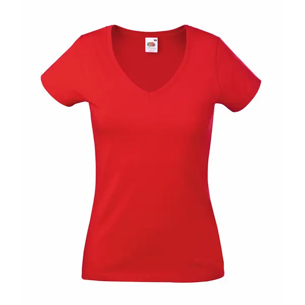 232902-EC Majica FOL T-shirt KR Lady-fit Valeuw. V-neck 165g crvena XL P36