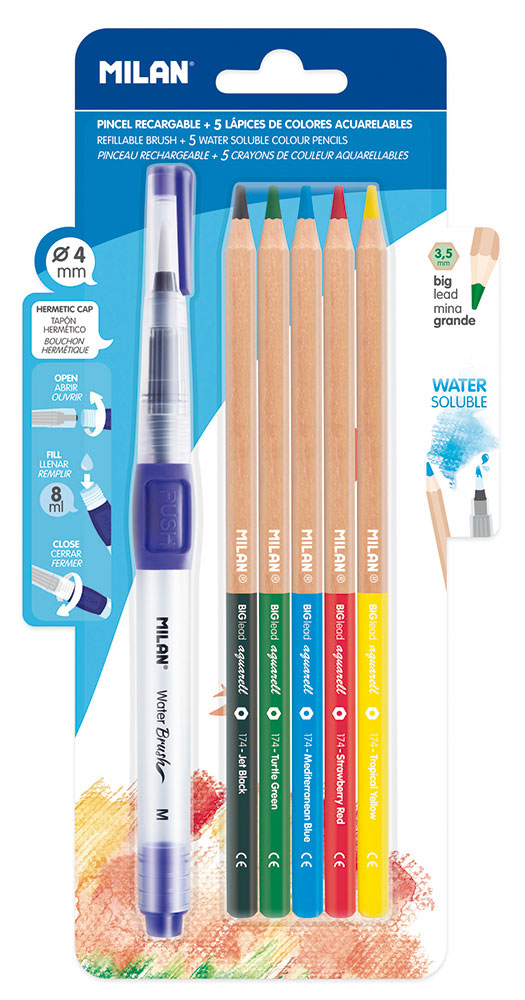 234247-EC Boje drvene 5/1 MILAN akvarel + kist sa spremnikom za vodu bls P6/72
