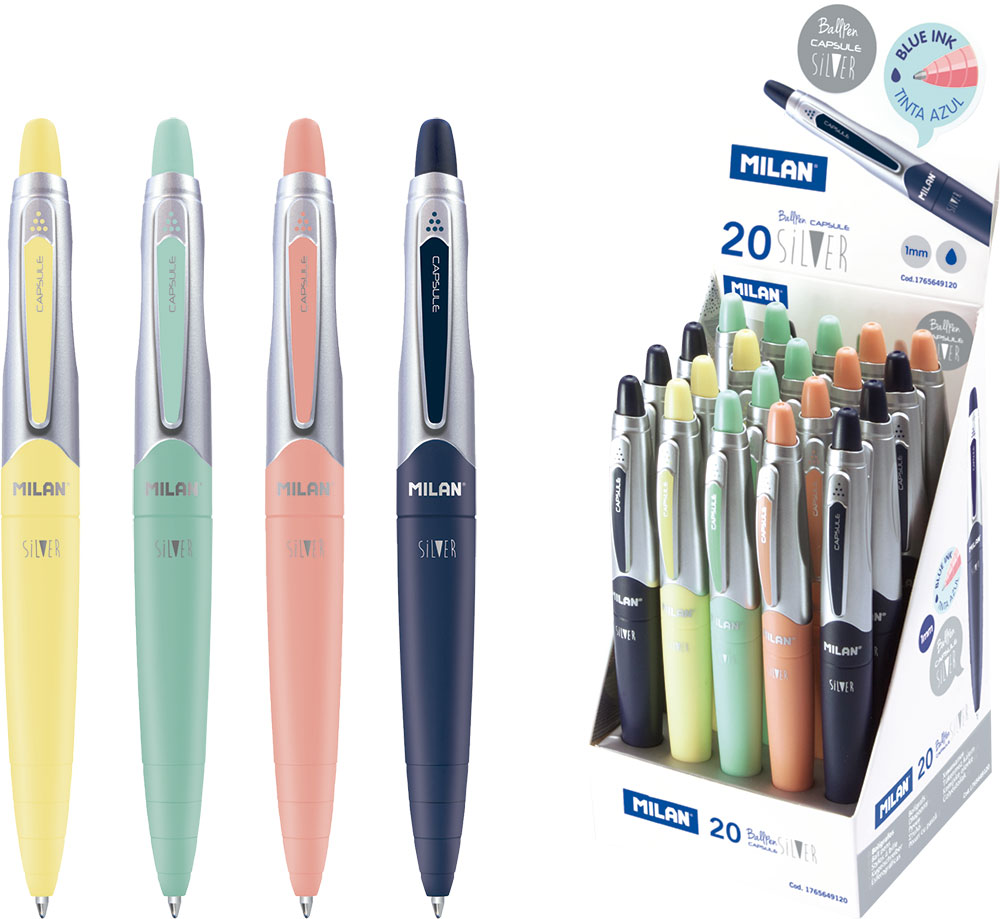 234256-EC Ol.kem. MILAN Capsule Silver 1mm sort display P20/360