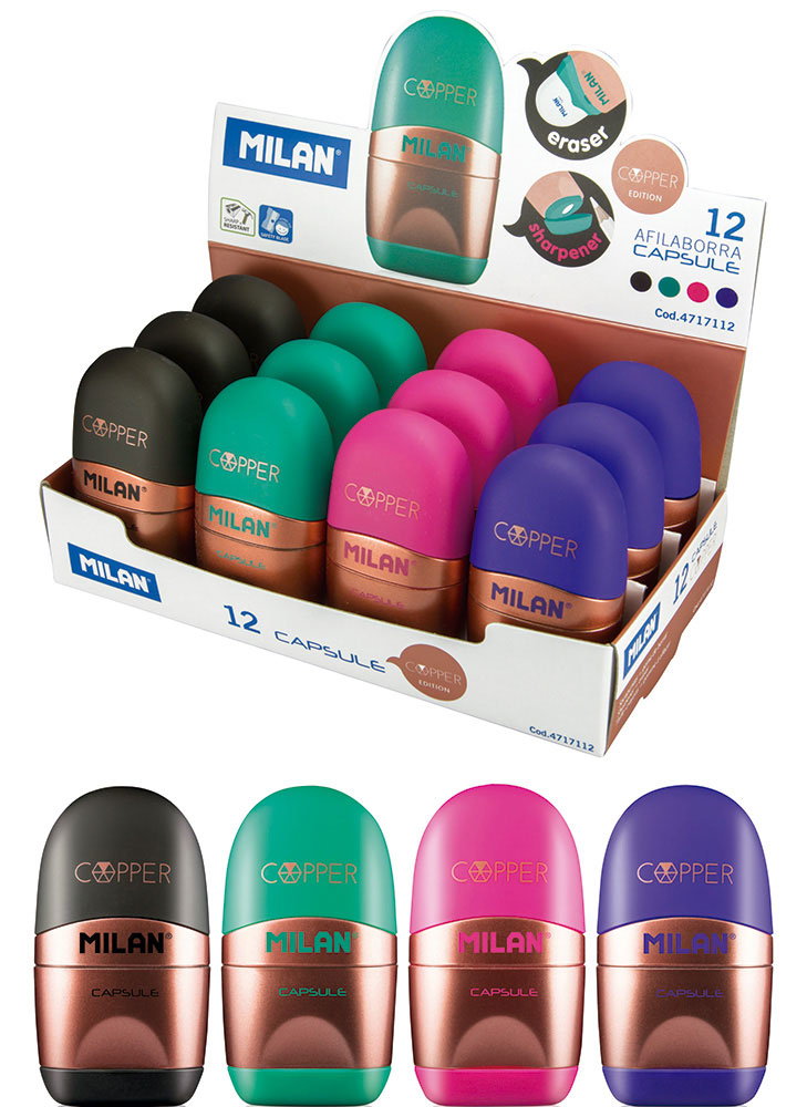 234785-EC Gumica+šiljilo MILAN Capsule Copper plastično sa kućištem P12/144