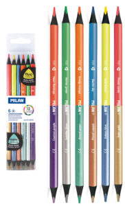 234793-EC Boje drvene  6/1 duge trokutaste MILAN Fluo+Metal 1131 crno drvo bls P24/192