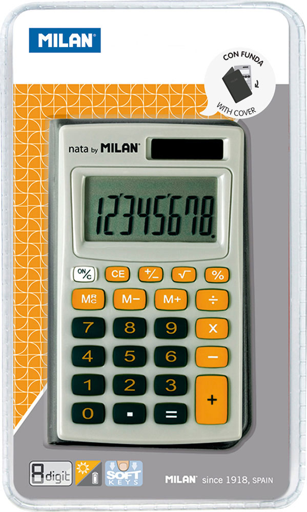 234865-EC Kalkulator MILAN komerc.džepni  150208OBL žuti u etuiu bls P15/30