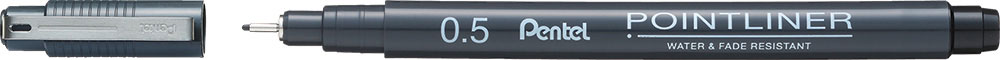 234890-EC Flomaster fineliner PENTEL 0,50 POINTLINER S20P-5A crni P12/576