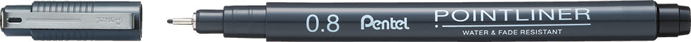 234891-EC Flomaster fineliner PENTEL 0,80 POINTLINER S20P-8A crni P12/576