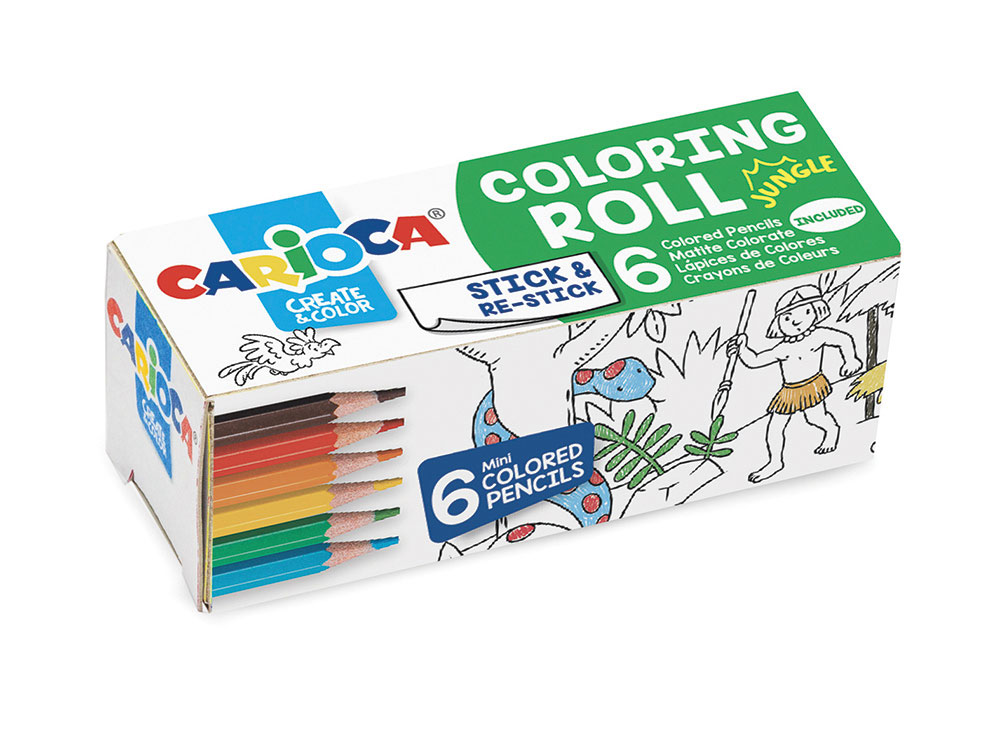 235132-EC Bojanka u roli mini 85x10cm, samolj. CARIOCA Jungle + 6 drv.bojica P12/48 NETTO