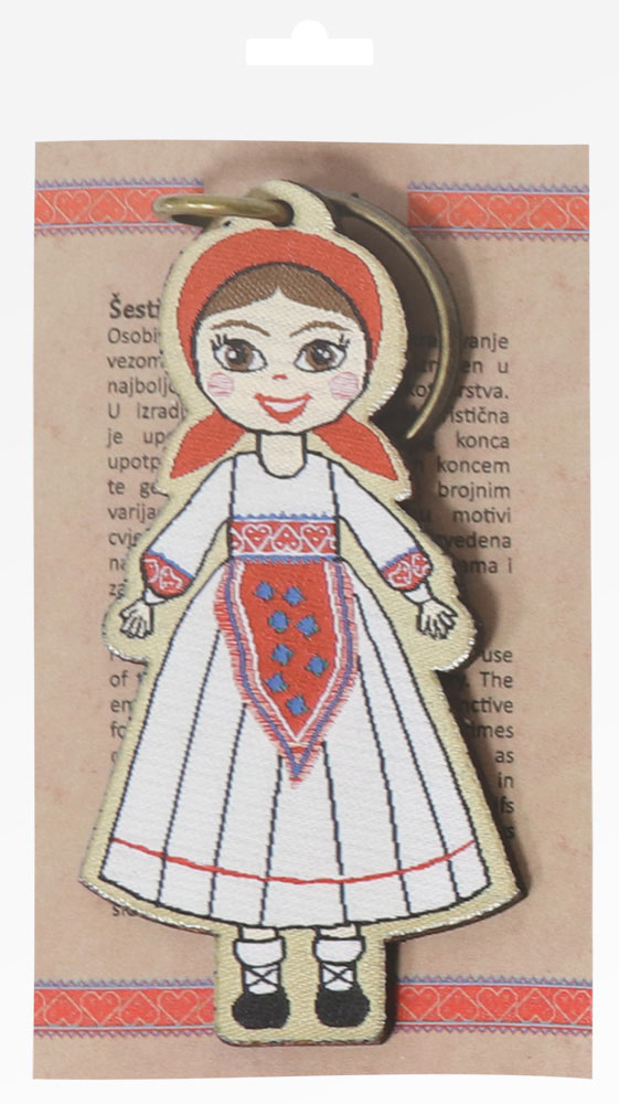 235186-EC Privjesak Ethno Croatia Šestine, od eko kože i vezene tkanine P6/96