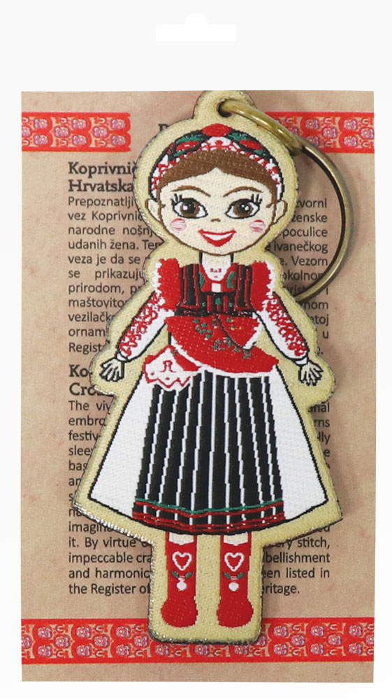 235188-EC Privjesak Ethno Croatia Koprivnički Ivanec, od eko kože i vezene tkanine P6/96
