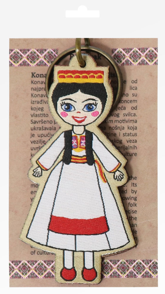 235194-EC Privjesak Ethno Croatia Konavle, od eko kože i vezene tkanine P6/96