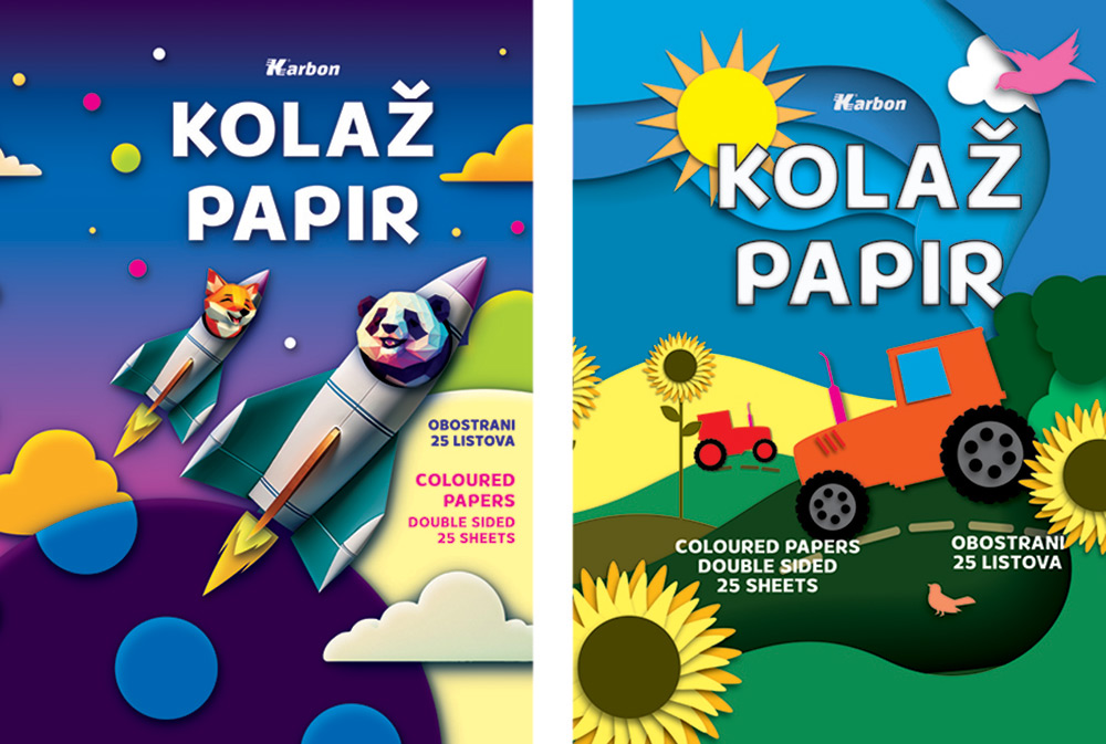 235288-EC Kolaž papir mat A4 KARBON obostrani 20+5 fluo.=25 lista  P10/60