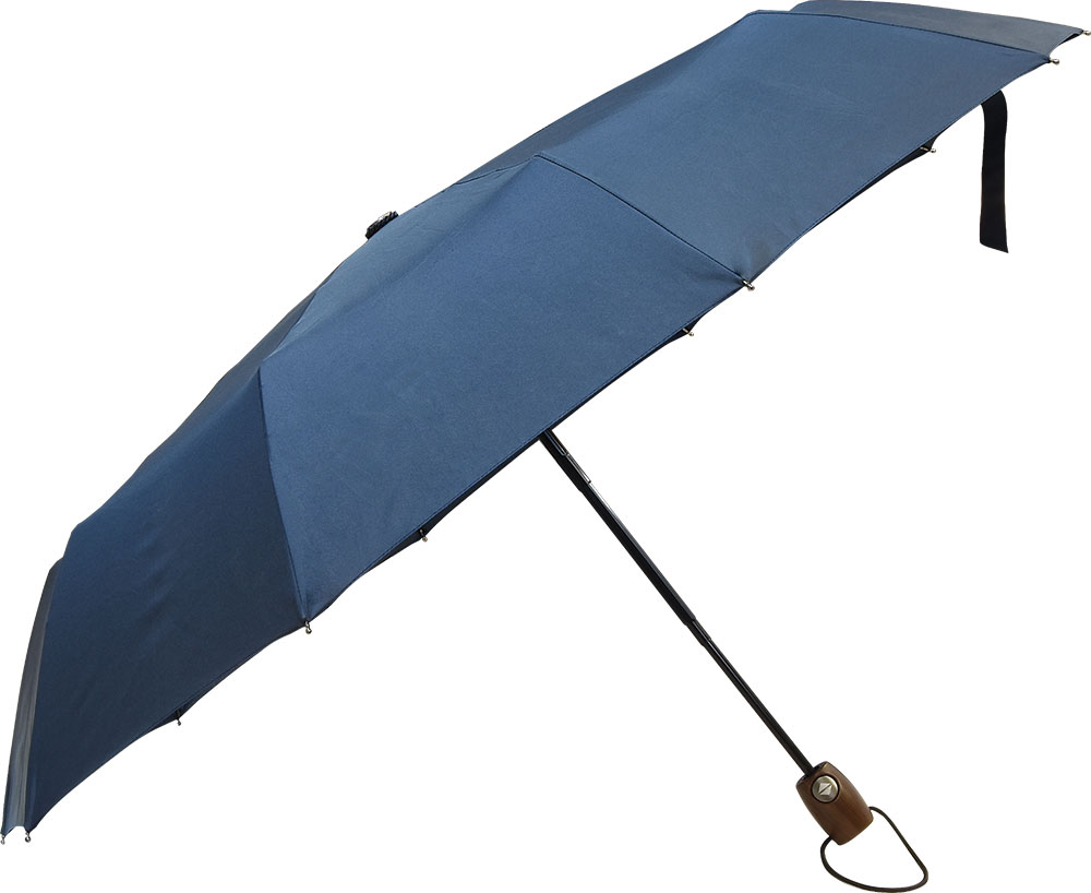 236209-EC Kišobran Kronos sklopivi O/C automatski t.plavi, 10-panelni, drvena drška P12/48