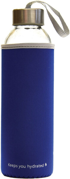 236437-EC Boca za vodu staklena Stream Color 500ml plava / sivi rub, mutno staklo P1/48