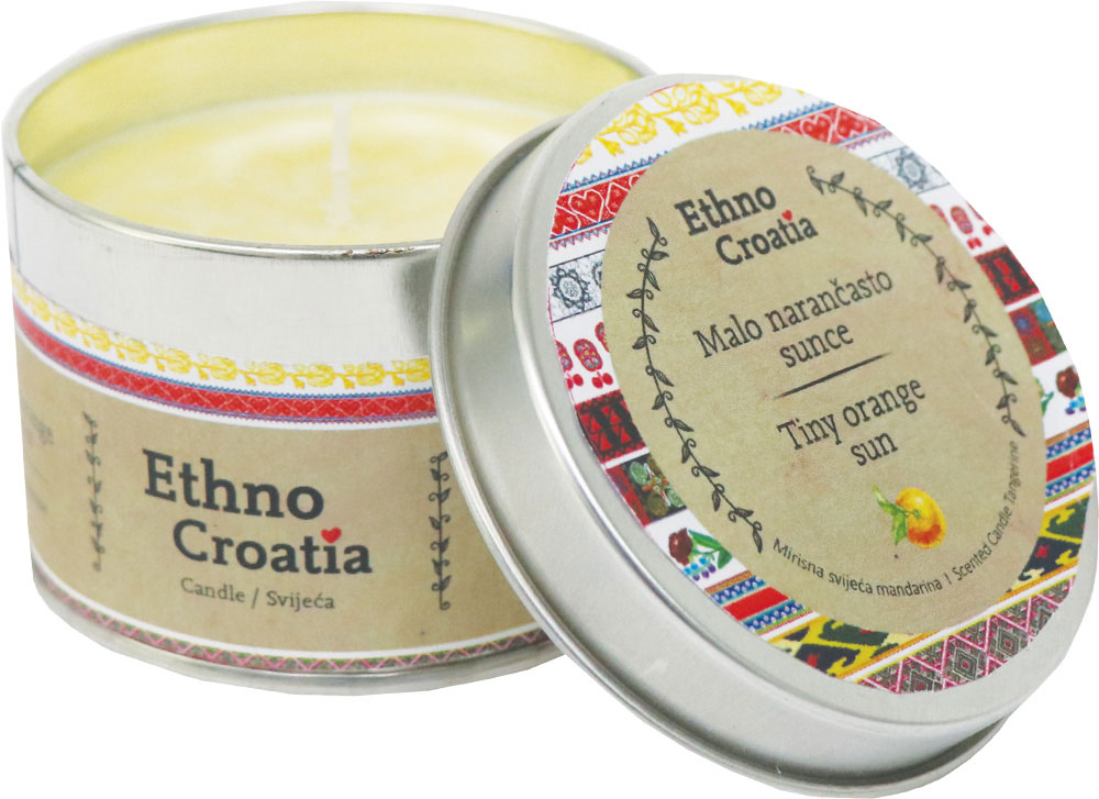 236851-EC Svijeća mirisna 115g Malo narančasto sunce Ethno Croatia P36