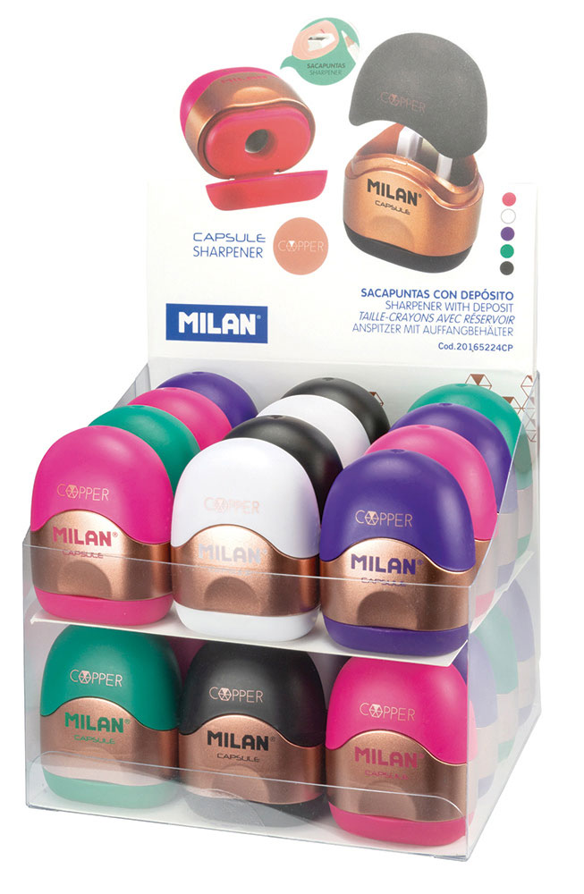 236987-EC Šiljilo plastično 1 rupa s kućištem MILAN CAPSULE Copper P24/288