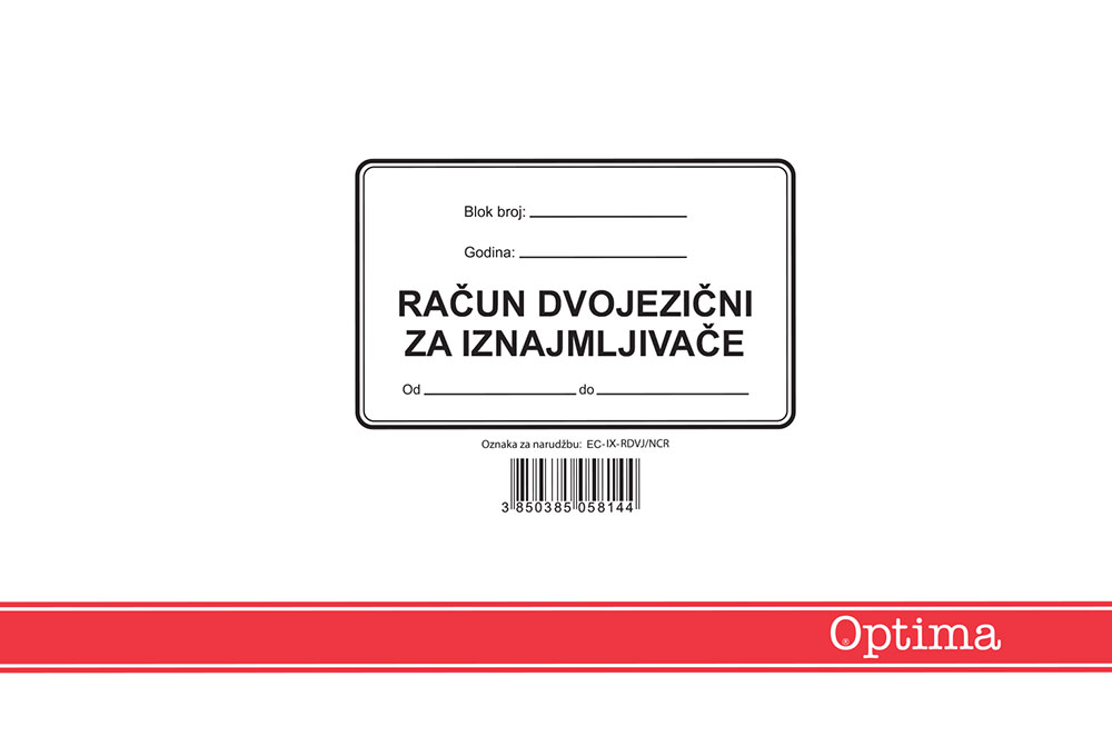 237316-EC Račun A5 dvojezični za iznajmljivače IX-RDVJ/NCR OPTIMA P10/60