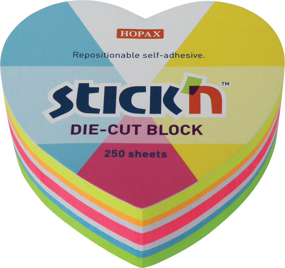 237329-EC Blok samolj. STICK'N 61x70 neon sort boja srce 250L 21836 P18/108