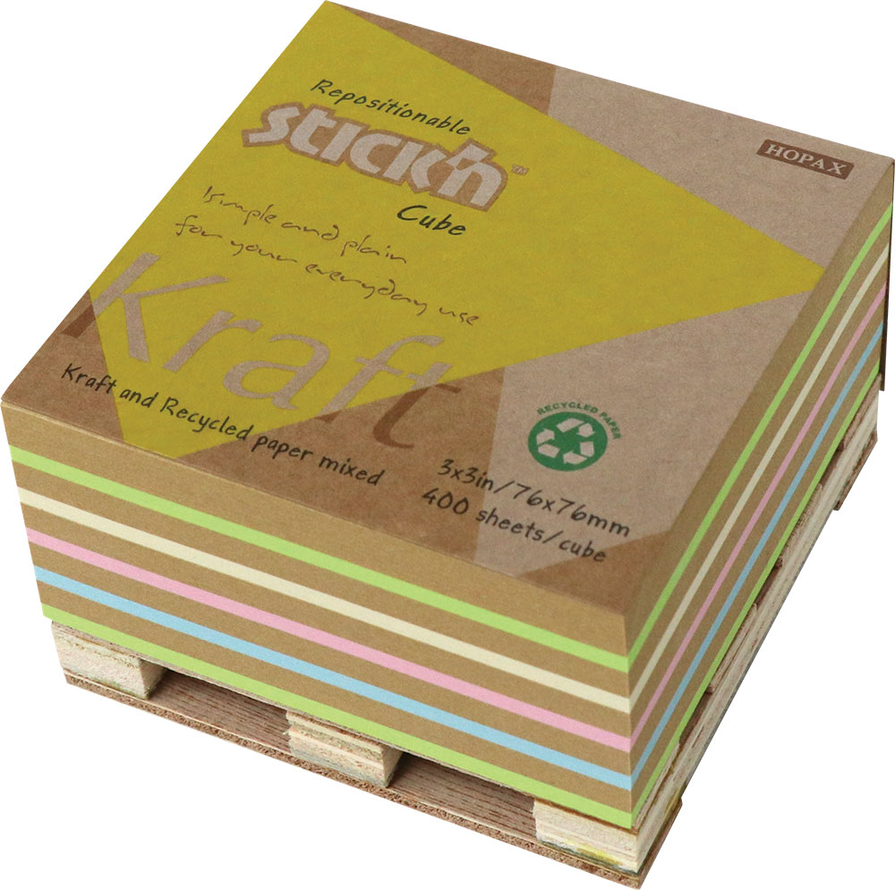 237331-EC Blok samolj. STICK'N 76x76 kraft/recikl. sort boja na paleti 400L 21817 P12/72