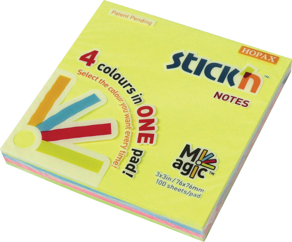 237334-EC Blok samolj. STICK'N 76x76 neon sort 4 boje MAGIC 100L 21571 P12/216