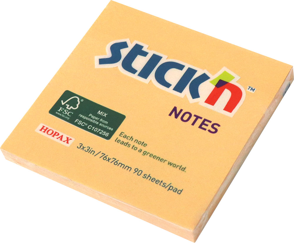 237339-EC Blok samolj. STICK'N 76x76 pastel narančasti FSC 90L 21566 P12/216